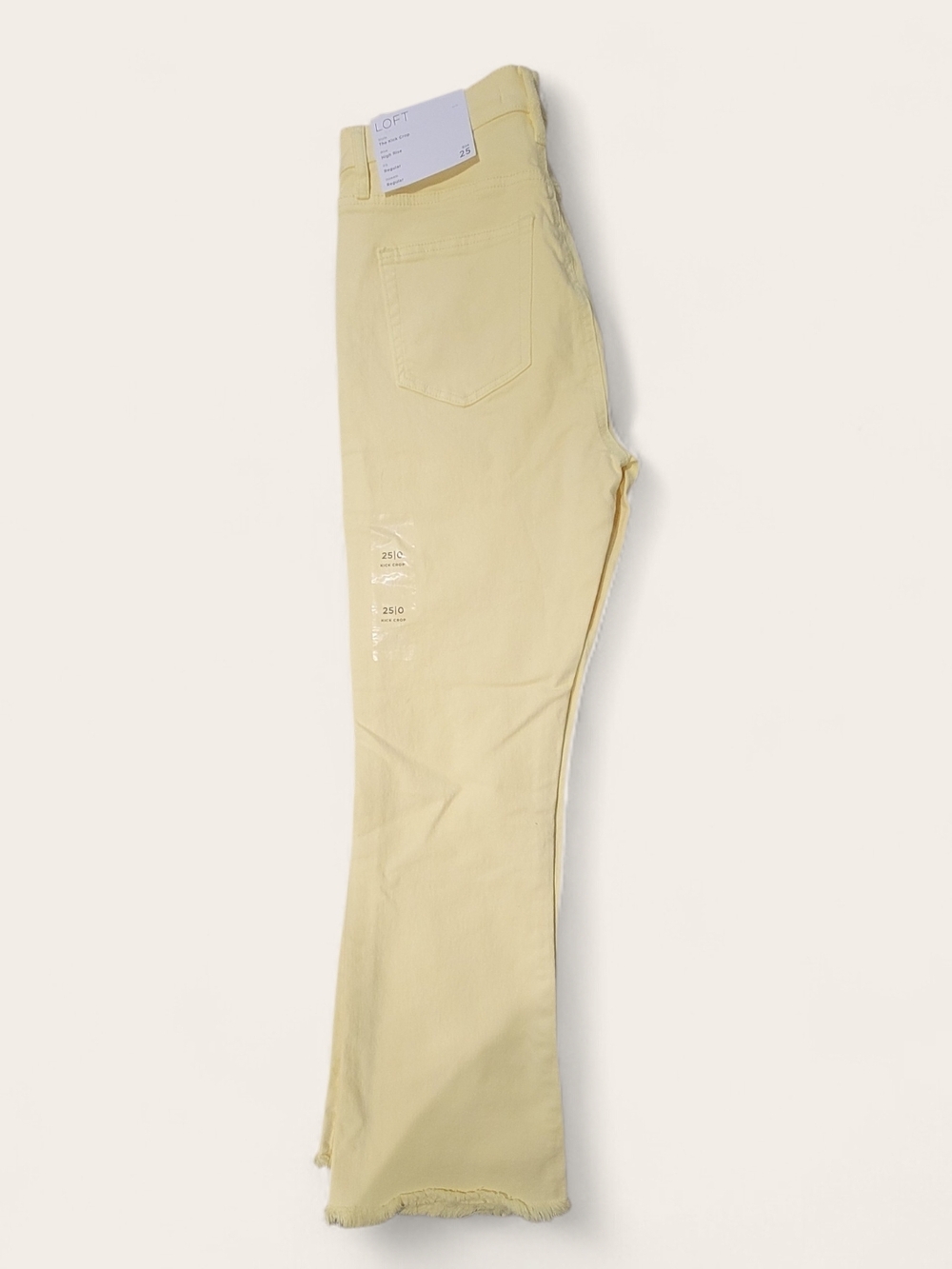 LOFT The Kick Crop High-Rise Pants in Pale Yellow - Picture 3 of 4